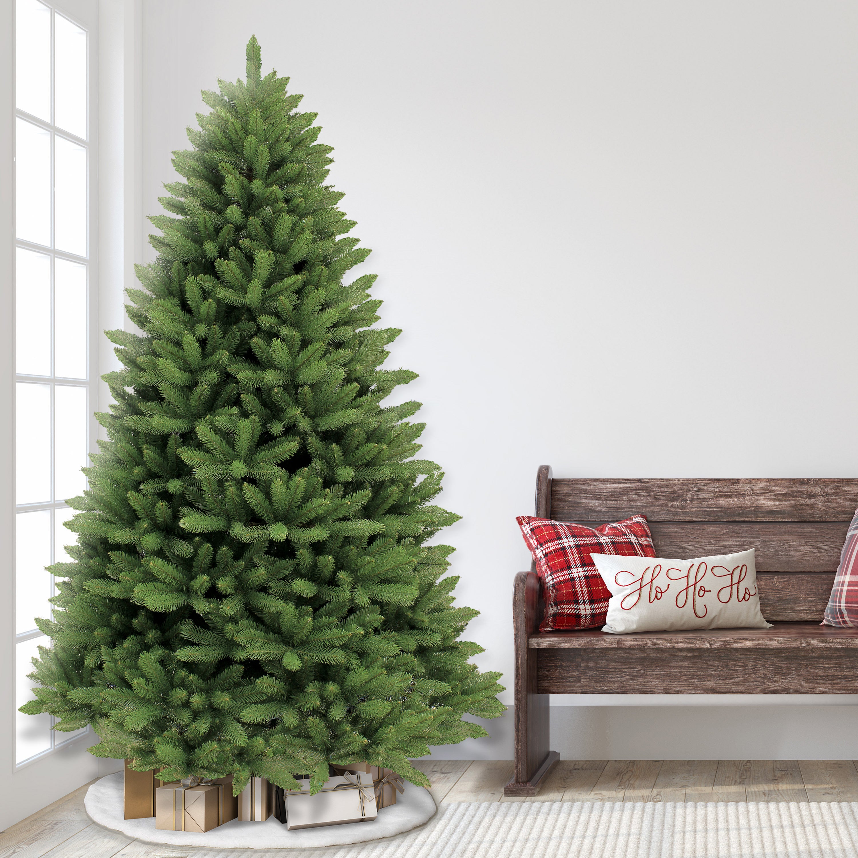 7.5ft Unlit Douglas Fir Premier Christmas Tree Metal Stand Green